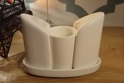 Fine Porcelain Salt &amp; Pepper Shaker With Toothpick Holder (12.5cm x 5.5cm x 9.5cm)