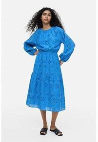 H&M Blue Backless Borderie Anglaise Midi dress Size Small BNWT