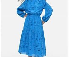 H&M Blue Backless Borderie Anglaise Midi dress Size Small BNWT