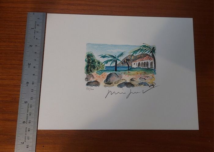Fantastic Limited-Edition Hand-Signed Lithograph Print of a Caribbean Scene by the Renowned French Artist Alexandre Minguet (1937-1996), #737/1000