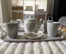 Heart Tea Set with Serving Tray 7 Piece Set