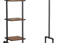 main image for ad _5 Tier Metal Tubular Coat Stand, Wood Effect, Vintage Dark Brown