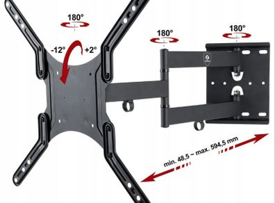 TV Wall Mount Bracket Tilt Swivel Extra Long Arm 23-55"