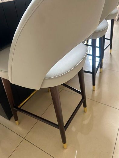 Custom Zola Leather Bar Stools  Set of 3