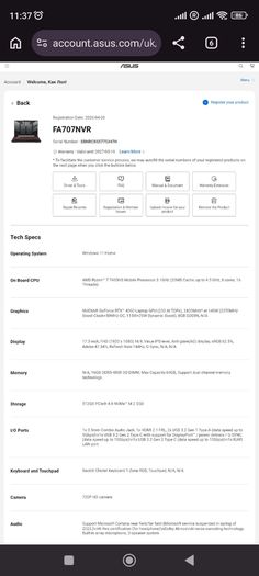 ASUS TUF Gaming A17 (RTX 4060, Ryzen 7) - Like New, Warranty