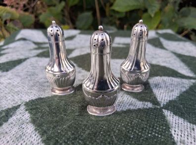 3 X Victorian Tiffany Sterling Silver Salt Shakers(Circa 1880)