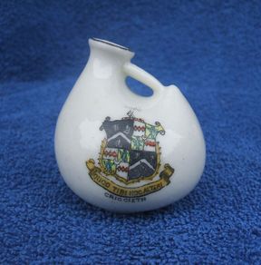 CRICCIETH (Wales) - an antique souvenir crested china vase (pre-1920s)
