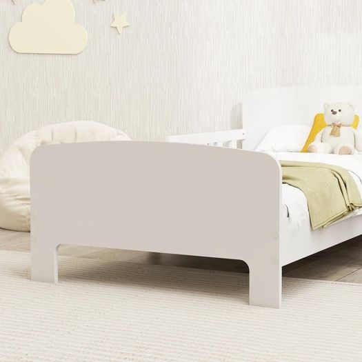 Toddler Bed, Kids Bed Frame with Safety Side Rails, Kids Bedroom Furniture for Ages 3-8 Years, White