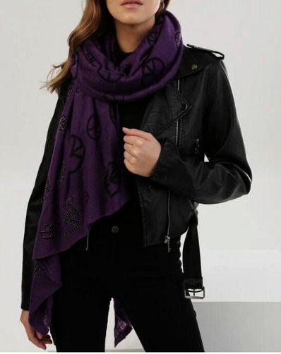 Purple Scarf with Sparkly Peace Signs