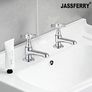 Pair of Basin Taps Hot and Cold Water Bathroom Sink Tap Chrome Crosshead Handle Lever 1/2" Faucet, Set of 2 (FREE POSTAGE) Image 6