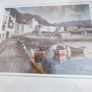 Framed signed print of sea side village. Image 6