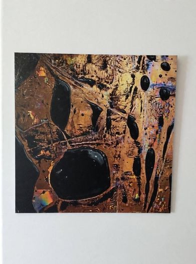 Limited edition contemporary tech-art, abstract series - Black oil spheres / gold leaf texture