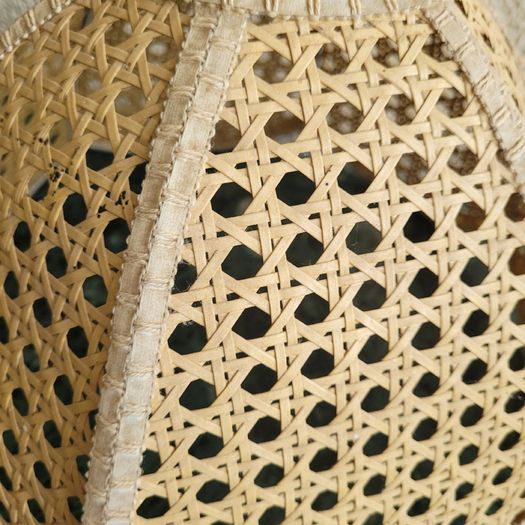 Vintage pair of rattan lampshades