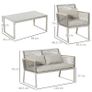 4 Piece Patio Wicker Sofa Set, Outdoor PE Rattan Conservatory Furniture with Cushions, Pillows, and Tempered Glass Table for Backyard, Garden, Grey Image 3