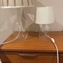2 for the price of 1 - Free  Smaller same style lamp - IKEA Bran Handmade Glass Table Lamp with Pleated Drum Shade - Off White and Pink Image 2