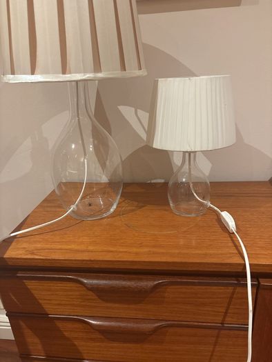 2 for the price of 1 - Free  Smaller same style lamp - IKEA Bran Handmade Glass Table Lamp with Pleated Drum Shade - Off White and Pink