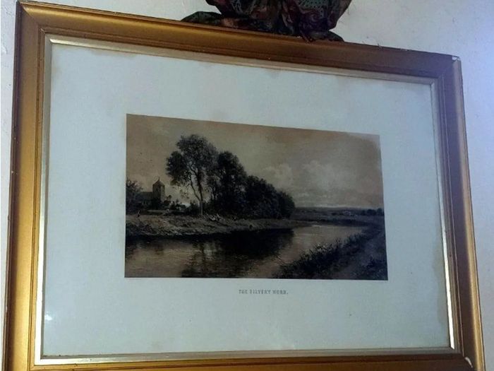 Large Antique Framed Landscape 'The Silvery Morn'