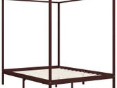 Canopy Bed Frame Dark Brown Solid Pine Wood 160x200 cm