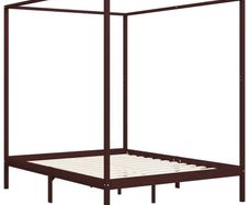 Canopy Bed Frame Dark Brown Solid Pine Wood 160x200 cm
