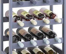 Bamboo Wine Rack, 20 Bottles Display Holder, 5-Tier Free Standing Storage Shelves for Kitchen, Pantry, Cellar, Bar (Grey)