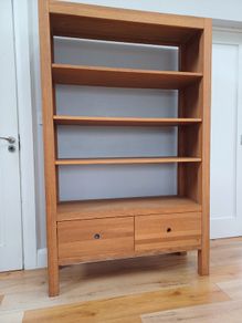 Solid Oak Display Unit with two drawers