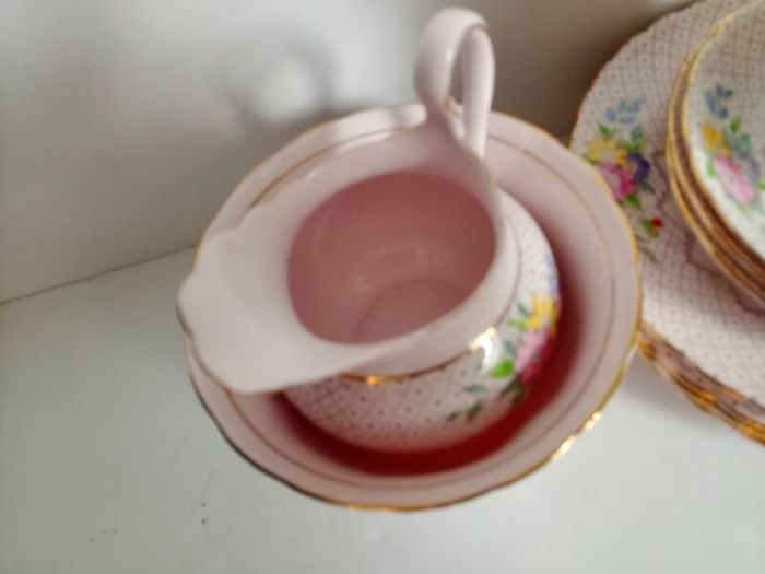 Vintage china tea set, Tuscan china , pink china lot