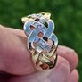 Vintage 9ct Yellow Gold Gents Celtic Knot Diamond Ring Image 5