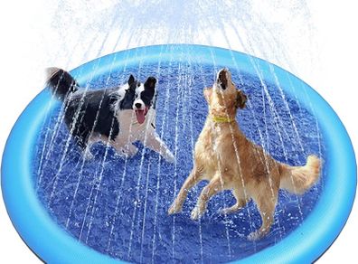 Dog Pool for Large and Small Dogs 59" Summer Outdoor Garden Dog Water Toy, Foldable Paddling Pool Dog Bath Pool, Thickened Durable, Non-Slip Sprinkler Play Mat (FREE POSTAGE)