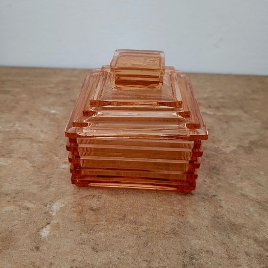 Art deco glass trinket box