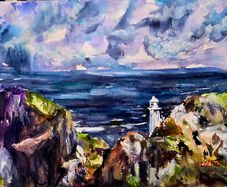 sheep's head lighthouse watercolour