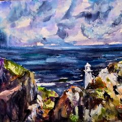 sheep's head lighthouse watercolour