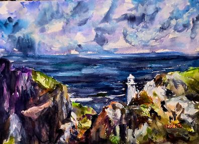 sheep's head lighthouse watercolour