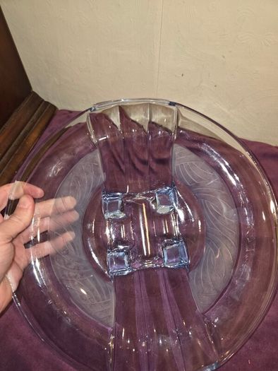1930's Walther and Sohne Art Deco blue glass bowl