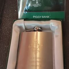 IRFU boxed hip flask and piggy bank