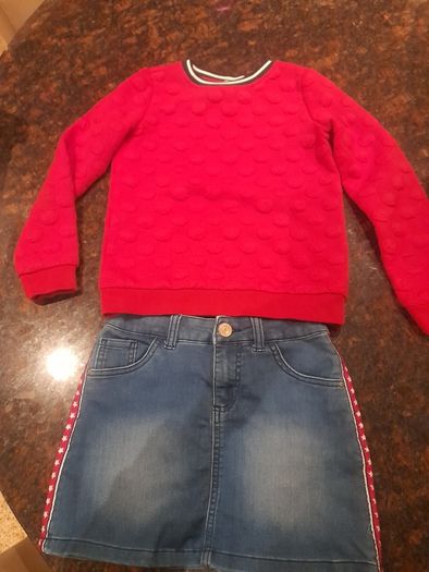 Girl's two piece outfit, denim.skirt and top