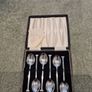 Rare Antique Cased Set of 6 Solid Sterling Silver Coffee Spoons. British Hallmarks Multi-Assay Set which Includes Closed Chester and Glasgow Marks Image 8