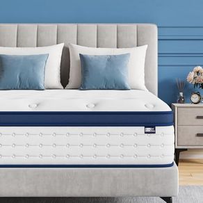 Double Mattress 4FT6, 10.3 Inch Hybrid Mattress, 7-Zone Mattress with Breathable Foam and Individually Pocket Sprung Medium Firm- Extra Lumbar Support(135x190x26cm)