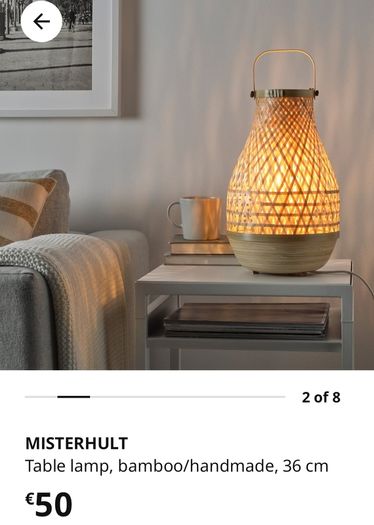 2 X Ikea Misterhult Bamboo Table Lamp
