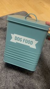 dog food tin container blue