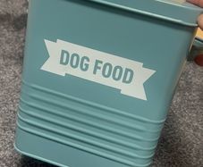 dog food tin container blue