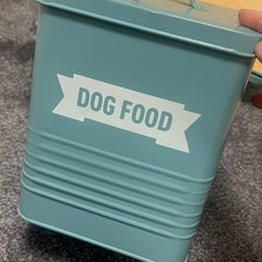 dog food tin container blue