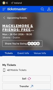 Macklemore Tickets Dublin (2 standing tickets)