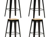 Bar Stools 4 pcs Black Solid Mango Wood