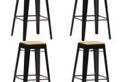 Bar Stools 4 pcs Black Solid Mango Wood