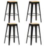 Bar Stools 4 pcs Black Solid Mango Wood Image 5