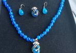 Cobalt blue necklace earrings and ring set.