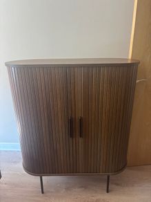 EZ Living Smoked Oak Tambour Door Cabinet - Nola