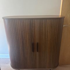 EZ Living Smoked Oak Tambour Door Cabinet - Nola