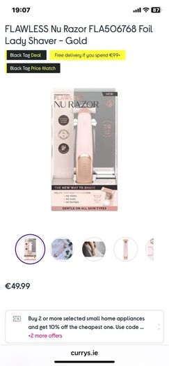 Finishing Touch Flawless Nu Razor Rechargeable 18k Gold Plated Electric Dry Shaver BNIB