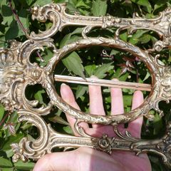 Antique Rococo  Brass Easel Back Picture Frame